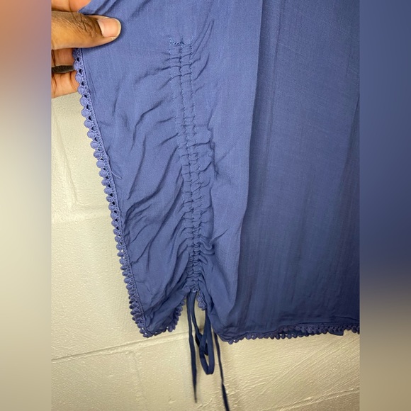 ⭐️ Esley Blue Yellow Embroidered Boho Beach Cover-up  Women's Size Small - Picture 7 of 14